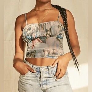 SHEIN Mesh Animal & Angel Print Cami Crop Top